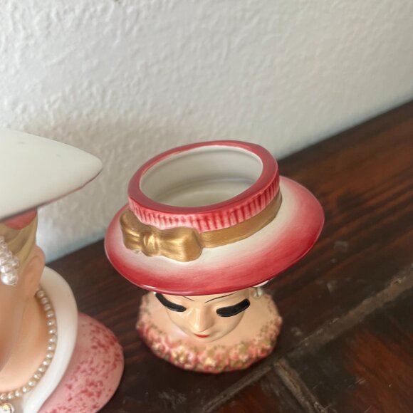 Ceramic Vintage Lady Head Vases (2) - Picture 3 of 9